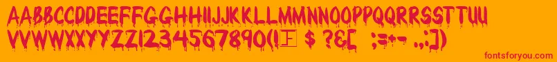 BLOODY-Schriftart – Rote Schriften auf orangefarbenem Hintergrund