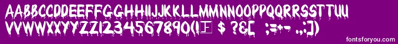 BLOODY-Schriftart – Weiße Schriften auf violettem Hintergrund