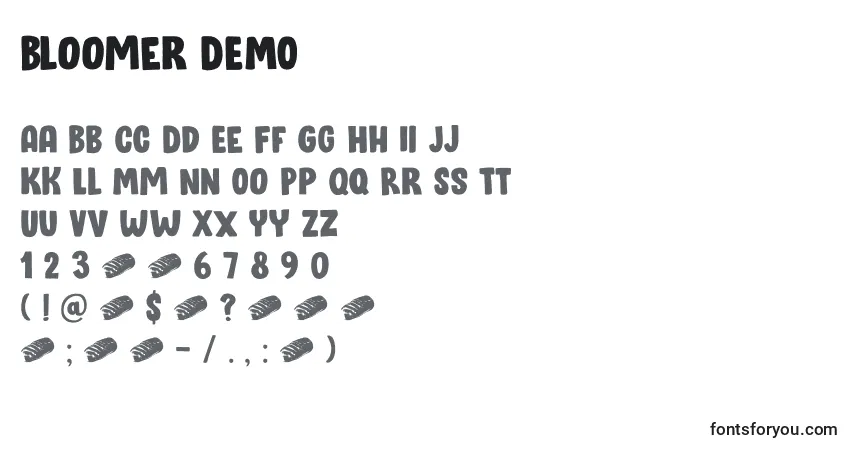 Шрифт Bloomer DEMO – алфавит, цифры, специальные символы