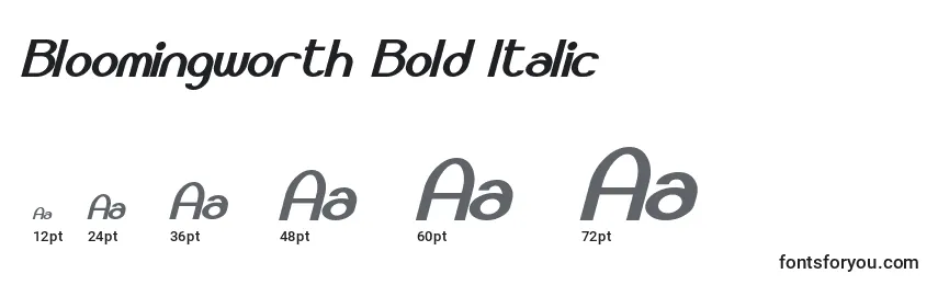 Tamanhos de fonte Bloomingworth Bold Italic