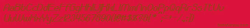 Bloomingworth Italic-Schriftart – Braune Schriften auf rotem Hintergrund