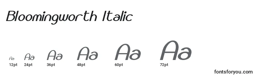 Tamaños de fuente Bloomingworth Italic