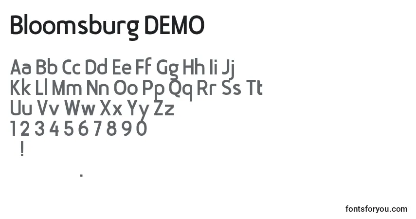Шрифт Bloomsburg DEMO – алфавит, цифры, специальные символы