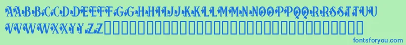 BLOORG  -Schriftart – Blaue Schriften auf grünem Hintergrund