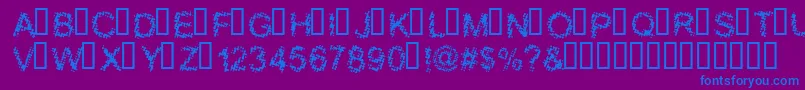 フォントBLOOS    – 紫色の背景に青い文字