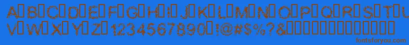 フォントBLOOS    – 茶色の文字が青い背景にあります。