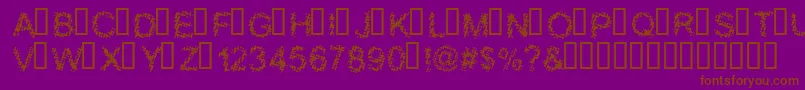 BLOOS   -fontti – ruskeat fontit violetilla taustalla