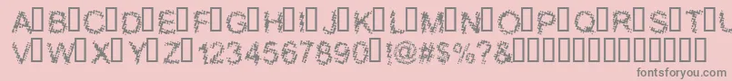 BLOOS   -fontti – harmaat kirjasimet vaaleanpunaisella taustalla