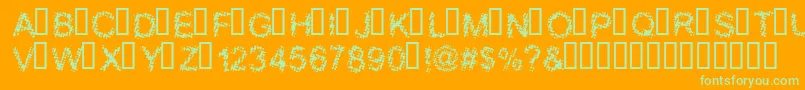 BLOOS   -fontti – vihreät fontit oranssilla taustalla