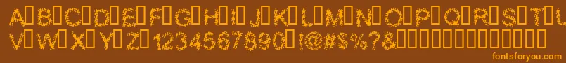 フォントBLOOS    – オレンジ色の文字が茶色の背景にあります。