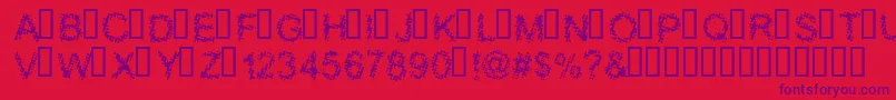 BLOOS   -fontti – violetit fontit punaisella taustalla