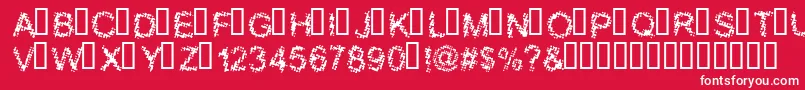 BLOOS   -fontti – valkoiset fontit punaisella taustalla