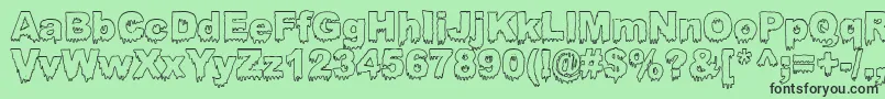 BLOOSG  -fontti – mustat fontit vihreällä taustalla