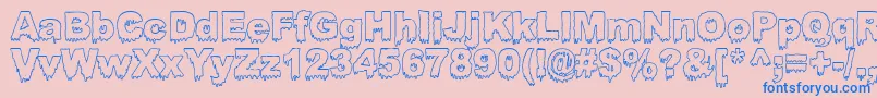 BLOOSG  -Schriftart – Blaue Schriften auf rosa Hintergrund