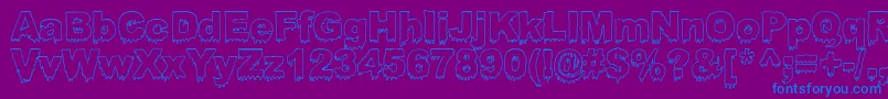 Fonte BLOOSG   – fontes azuis em um fundo violeta