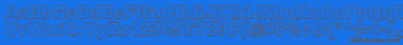 フォントBLOOSG   – 茶色の文字が青い背景にあります。