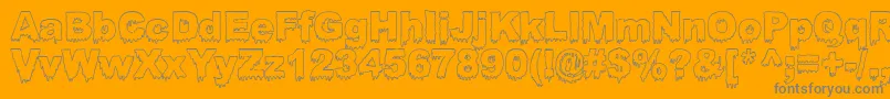 BLOOSG  -Schriftart – Graue Schriften auf orangefarbenem Hintergrund