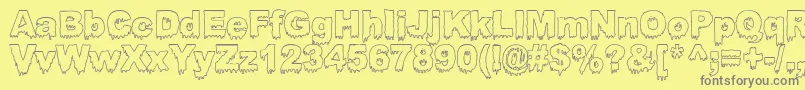 BLOOSG  -Schriftart – Graue Schriften auf gelbem Hintergrund