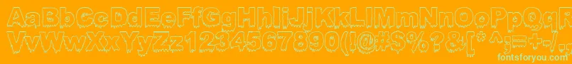 BLOOSG  -fontti – vihreät fontit oranssilla taustalla