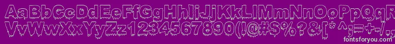 BLOOSG  -fontti – vihreät fontit violetilla taustalla