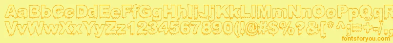 フォントBLOOSG   – オレンジの文字が黄色の背景にあります。