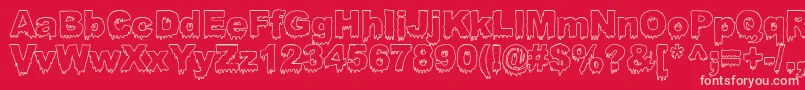 BLOOSG  -fontti – vaaleanpunaiset fontit punaisella taustalla