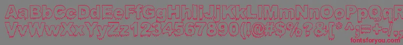 フォントBLOOSG   – 赤い文字の灰色の背景