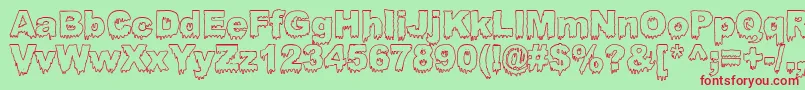 BLOOSG  -fontti – punaiset fontit vihreällä taustalla
