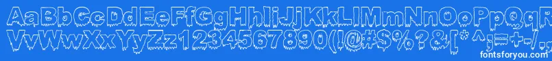 BLOOSG  -Schriftart – Weiße Schriften auf blauem Hintergrund