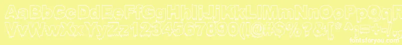 BLOOSG  -fontti – valkoiset fontit keltaisella taustalla