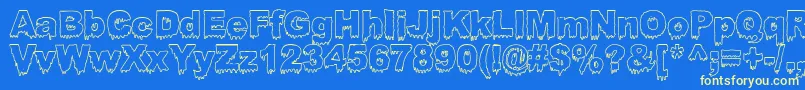 BLOOSG  -Schriftart – Gelbe Schriften auf blauem Hintergrund