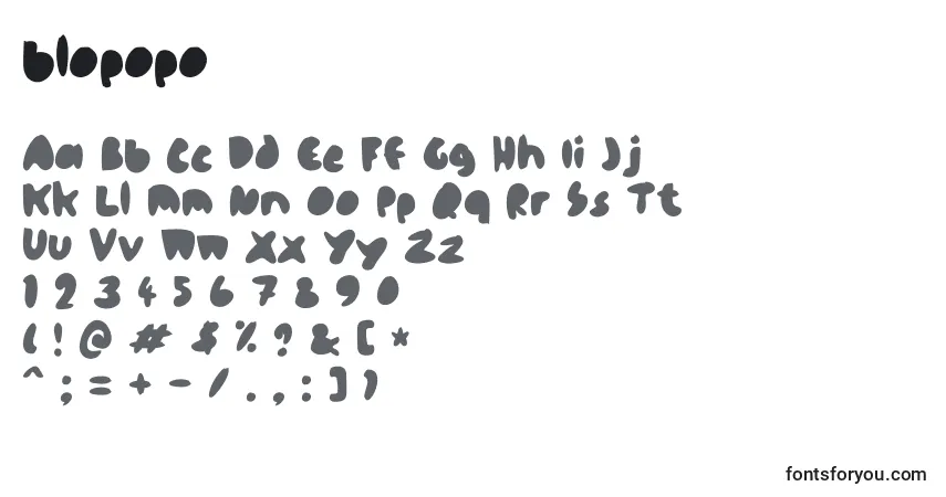 Schriftart Blopopo – Alphabet, Zahlen, spezielle Symbole