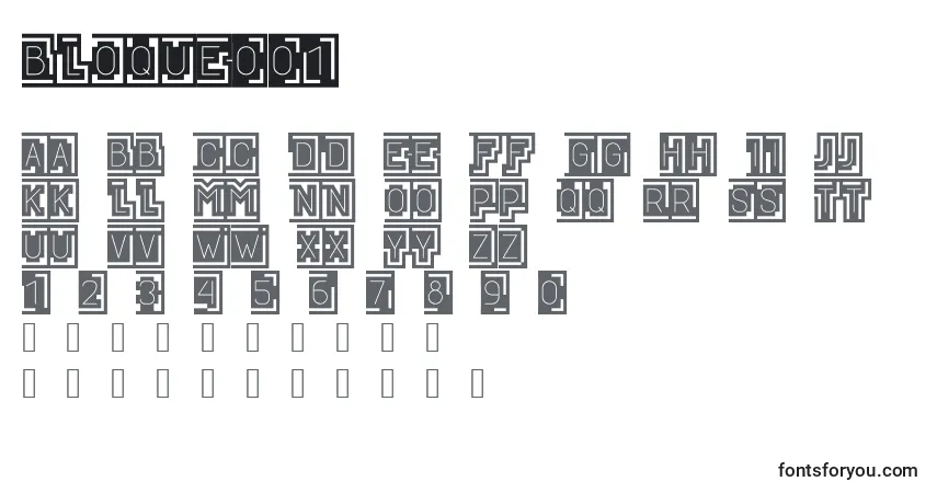 A fonte BLOQUE001 – alfabeto, números, caracteres especiais