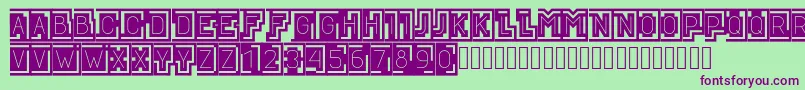 BLOQUE001-fontti – violetit fontit vihreällä taustalla