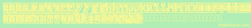 フォントBLOQUE001 – 黄色の文字が緑の背景にあります