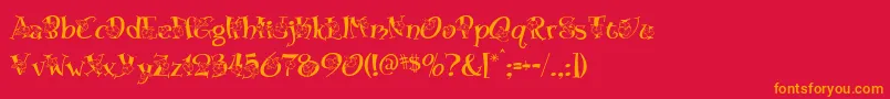 フォントBlossom – 赤い背景にオレンジの文字