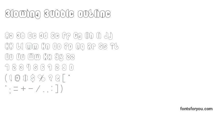Czcionka Blowing Bubble outline – alfabet, cyfry, specjalne znaki