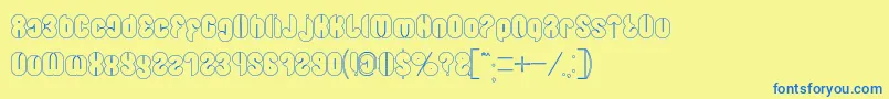 Blowing Bubble outline Font – Blue Fonts on Yellow Background