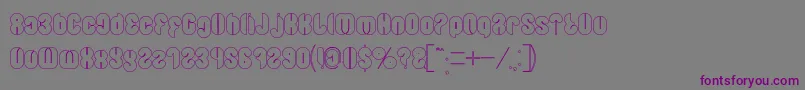 Blowing Bubble outline-Schriftart – Violette Schriften auf grauem Hintergrund
