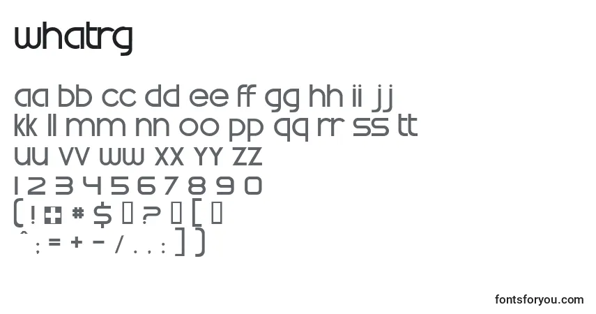 Czcionka Whatrg – alfabet, cyfry, specjalne znaki