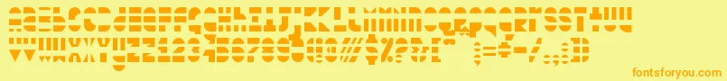 フォントblown out – オレンジの文字が黄色の背景にあります。