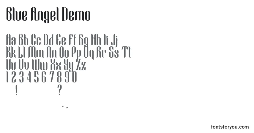 Czcionka Blue Angel Demo – alfabet, cyfry, specjalne znaki