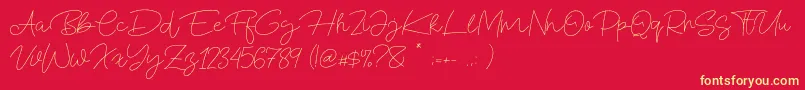 Blue Fonte Font – Yellow Fonts on Red Background