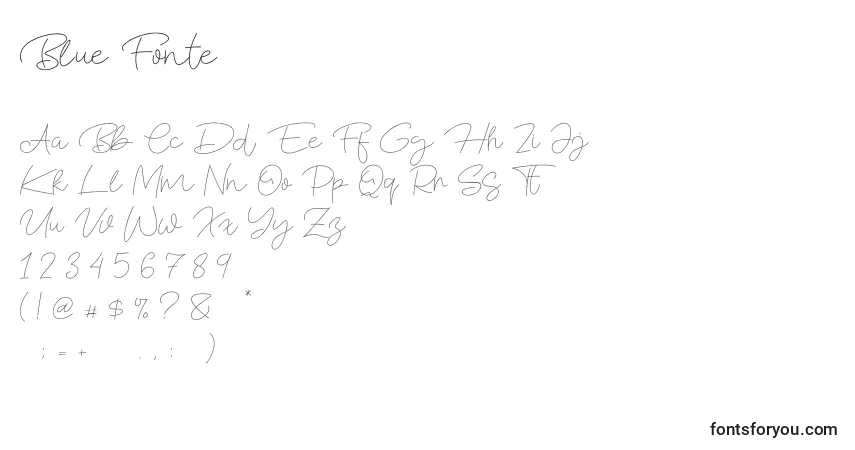 Шрифт Blue Fonte (121678) – алфавит, цифры, специальные символы