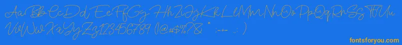 Blue Fonte-Schriftart – Orangefarbene Schriften auf blauem Hintergrund