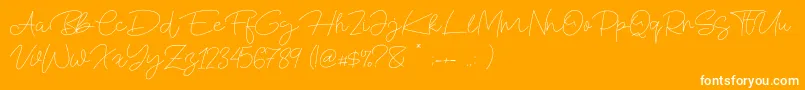 Blue Fonte-Schriftart – Weiße Schriften auf orangefarbenem Hintergrund