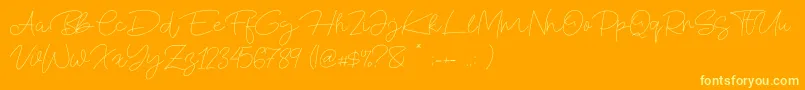 Blue Fonte-Schriftart – Gelbe Schriften auf orangefarbenem Hintergrund