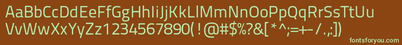 フォントTitilliumtext22l400wt – 緑色の文字が茶色の背景にあります。