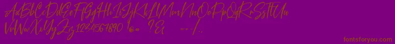 Blue Pen Font – Brown Fonts on Purple Background