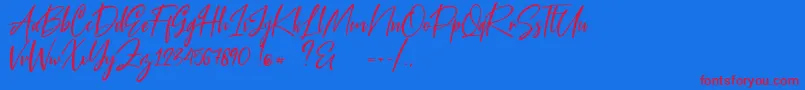 Blue Pen-Schriftart – Rote Schriften auf blauem Hintergrund